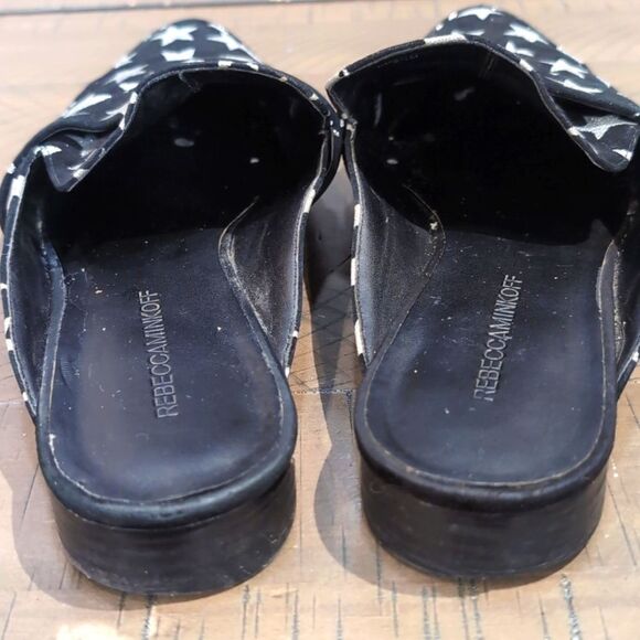 Rebecca Minkoff Black Mika In Galaxy Print Mules/Slides Sz 9.5 - Picture 4 of 8
